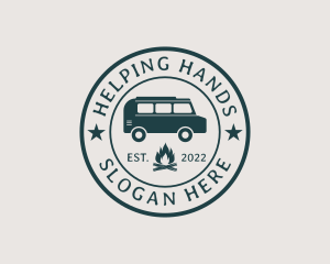 Hipster Camping Badge Logo