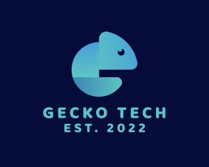 Gecko - Gradient Blue Chameleon logo design
