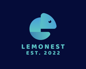 Lizard - Gradient Blue Chameleon logo design