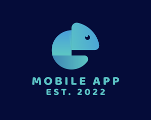 Newt - Gradient Blue Chameleon logo design