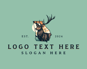 Outdoor - Georgia Map White Tailed Deer logo design