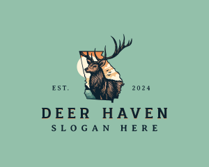 Georgia Map White Tailed Deer logo design