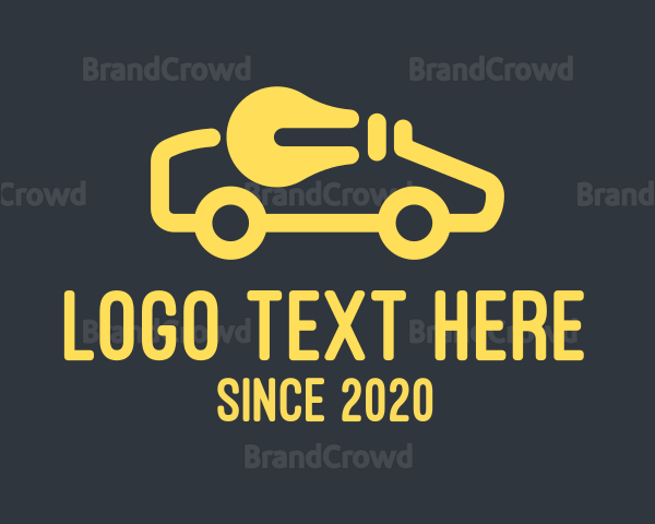 Yellow Electric Car Lightbulb Logo