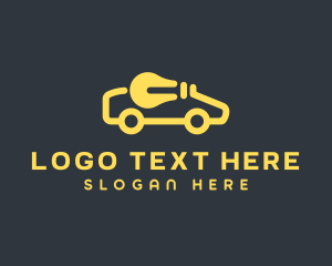 Yellow Electric Car Lightbulb logo design