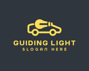 Yellow Electric Car Lightbulb logo design