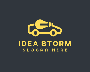 Yellow Electric Car Lightbulb logo design