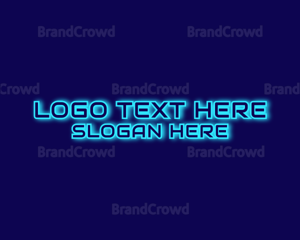 Futuristic Blue Neon Signage Logo