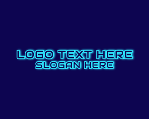 Pixel - Futuristic Blue Neon Signage logo design
