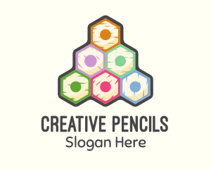 Colorful Pencils Pyramid logo design