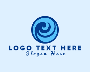 Surfing - Ocean Wave Swirl logo design