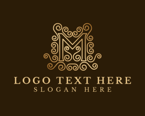 Luxury Gold Letter M logo design