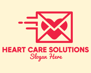 Red Mail Heart logo design