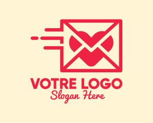 Love Letter - Red Mail Heart logo design