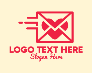 Email - Red Mail Heart logo design
