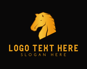 Horse - Wild Golden Mustang logo design