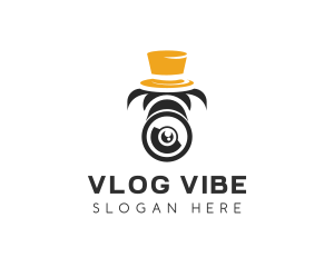 Vlogging - Camera Hat Photography logo design