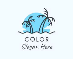 Tropical - Palm Tree Beach logo design