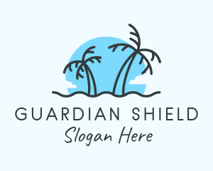 Resort - Palm Tree Beach logo design