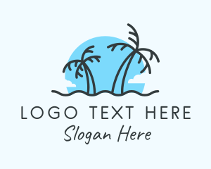Sea - Palm Tree Beach logo design