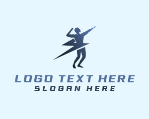 Fast - Athlete Human Lightning logo design