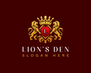 Lion Crown Crest logo design