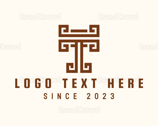 Minimalist Letter T Greek Pillar Logo