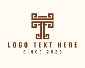 Brown - Minimalist Letter T Greek Pillar logo design