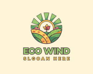 Sunrise Windmill Landscape logo design