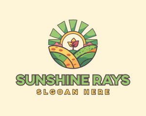 Sunrise Windmill Landscape logo design