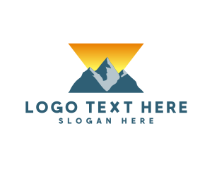 Hiker - Triangle Mountain Peak logo design