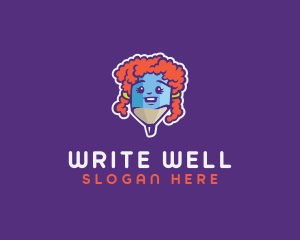 Writing Pencil Curly Hair logo design