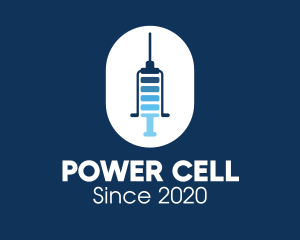 Blue Syringe Needle Battery logo design