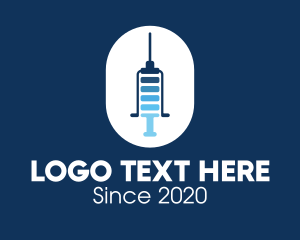 Vaccinate - Blue Syringe Needle Battery logo design