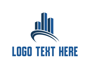 Geometric - Blue Buildings Real Estate logo design