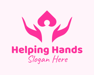 Volunteering - Pink Human Hands logo design