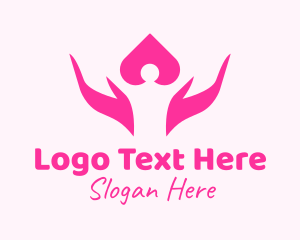 Volunteering - Pink Human Hands logo design