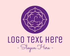 Meditation - Purple Blooming Flower Lettermark logo design