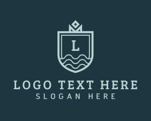 Nautical - Shield Waves Crown logo design