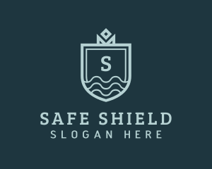 Shield Waves Crown logo design