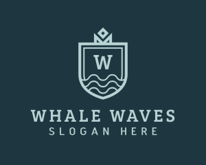 Shield Waves Crown logo design