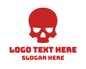 Skeletal - Red Skull Head logo design
