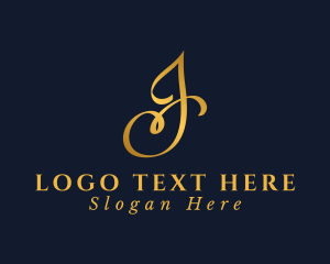 Tavern - Golden Calligraphy Letter J logo design