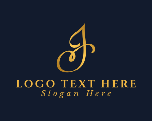 Metallic - Golden Calligraphy Letter J logo design