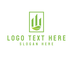 Home Lease - Eco City Building Leaf logo design