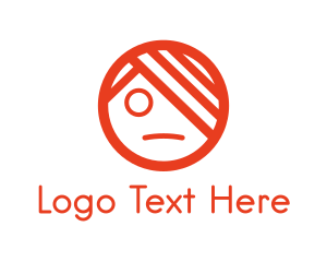 Sad - Orange Emo Face logo design