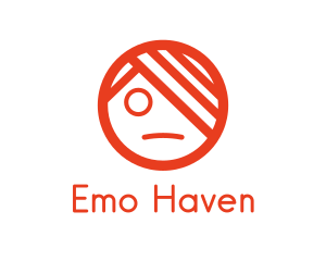 Emo - Orange Emo Face logo design