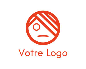Depression - Orange Emo Face logo design