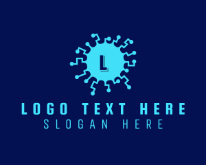 Infection - Blue Tech Antivirus Letter logo design