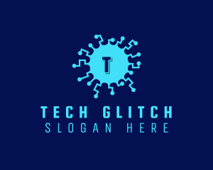 Blue Tech Antivirus Letter logo design