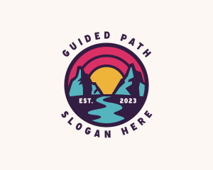 Path - Mountain Path Sunset Travel logo design
